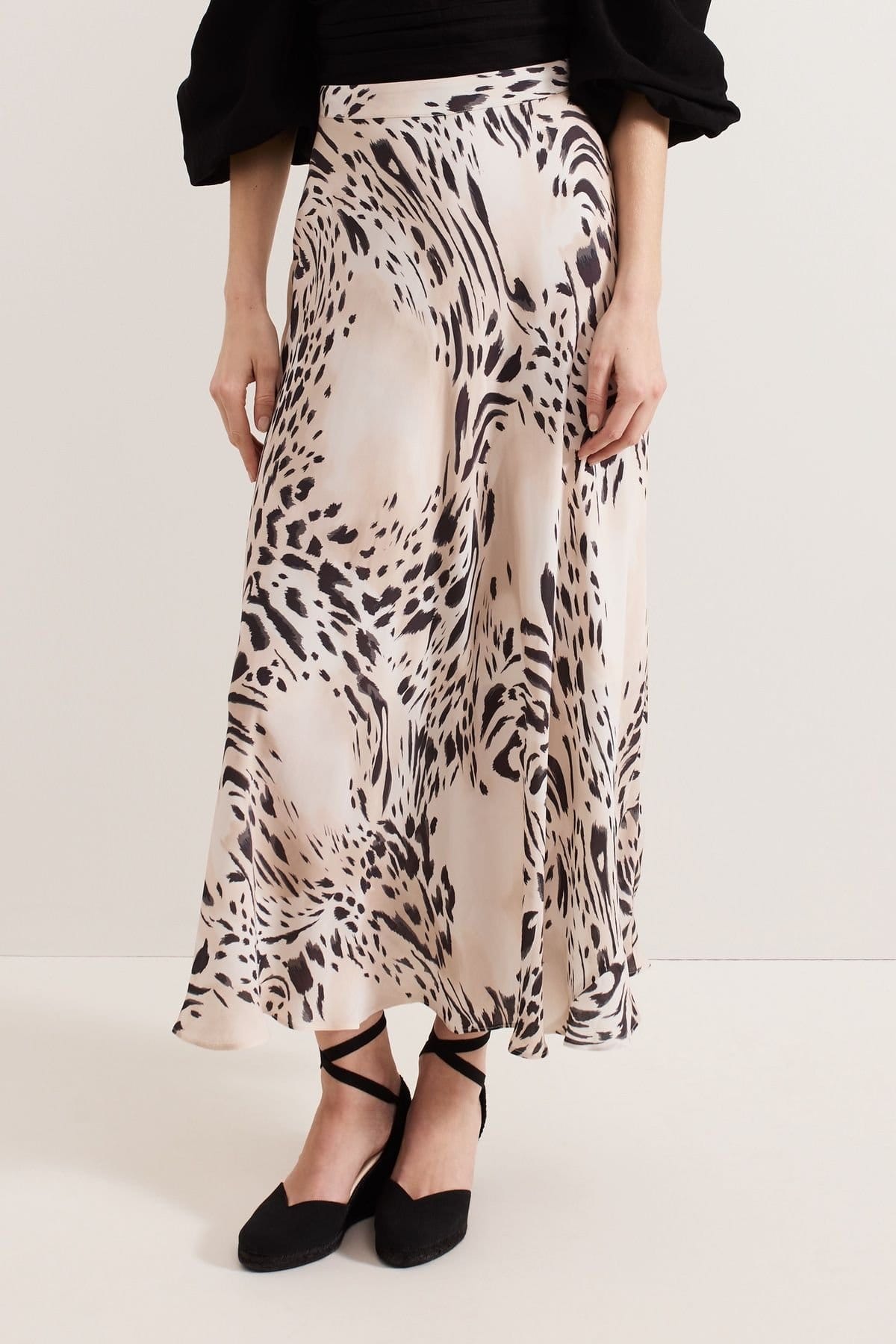 Phase Eight Cream Animal-Print Maxi Skirt