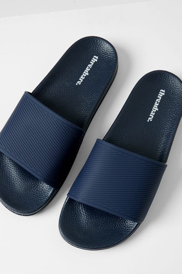 Threadbare Threadbare Men's Lightweight Cushioned Sliders in Navy - 2