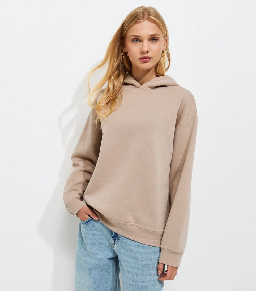 New Look Women's Light Brown Cotton Rich Long Sleeve Hoodie New Look - 1