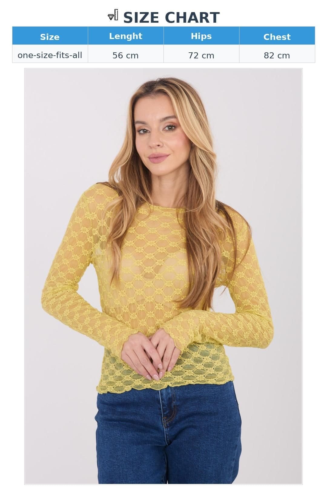 Love Lace Love Lace Women's Elegant Fitted Lace Blouse Boat Neck Long Sleeve Style 223077 in Yellow - 4