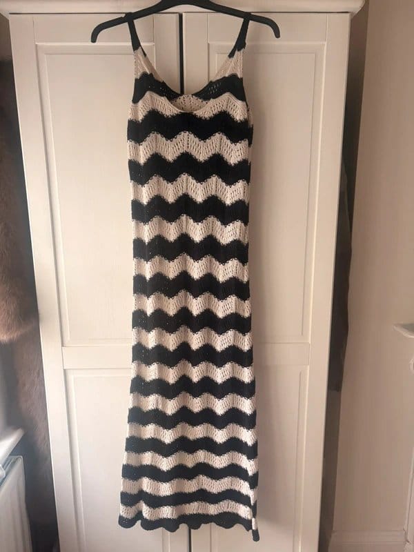 New Look Black & Cream Crochet Knit Beach Dress