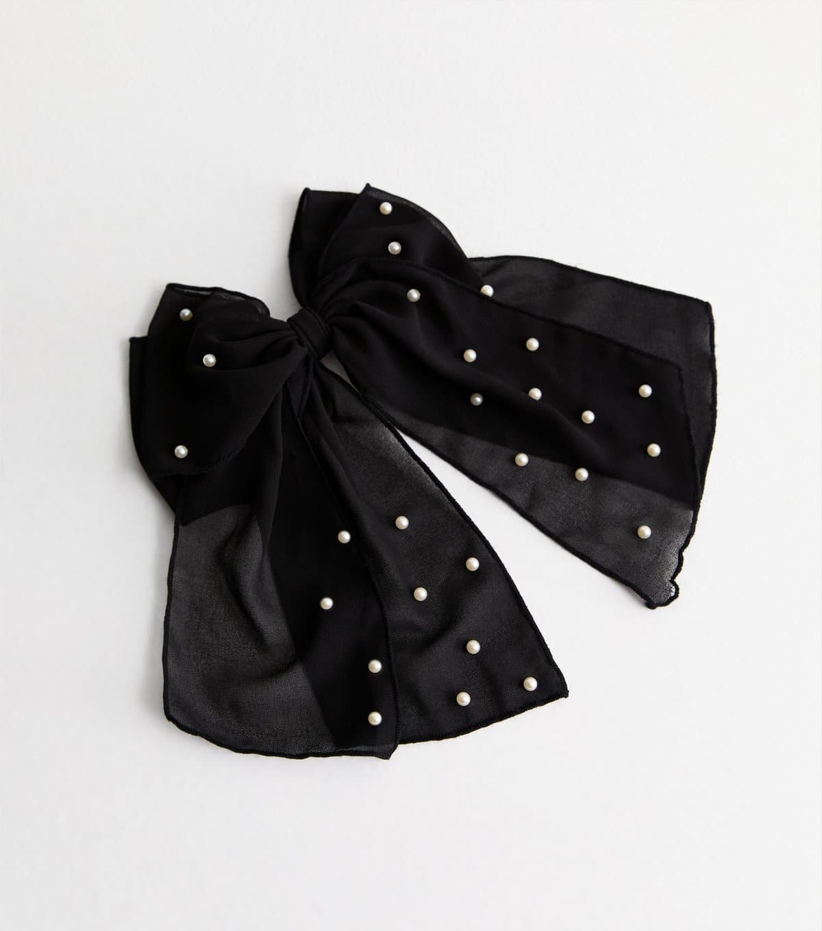 New Look Black Faux Pearl Mesh Bow Hair Slide New Look