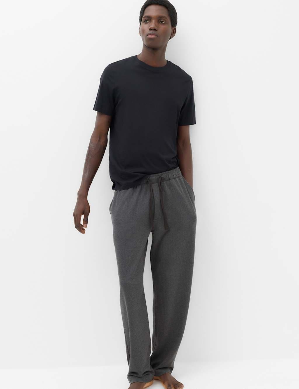 Marks & Spencer M&S Herringbone Pyjamas Bottoms Grey Mix