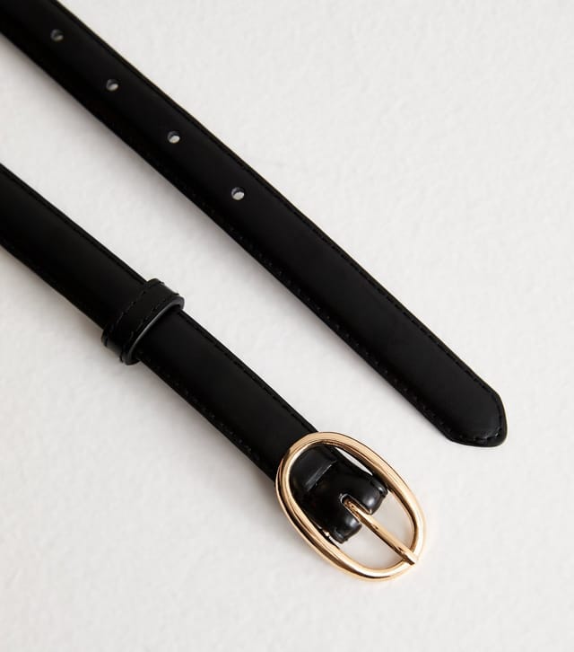 New Look Black Oval Buckle Faux Leather Belt New Look - 3