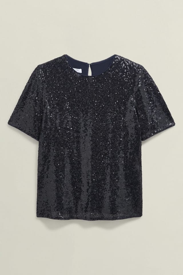 Hobbs London Hobbs London Women's Lilibet Sequin Top in Dark Navy - 2