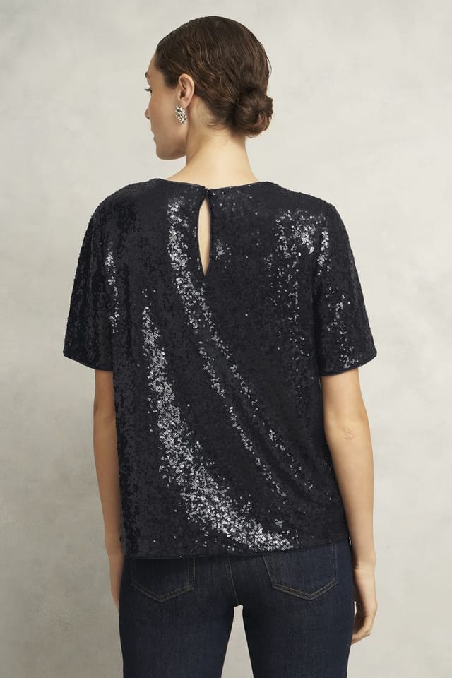 Hobbs London Hobbs London Women's Lilibet Sequin Top in Dark Navy - 3