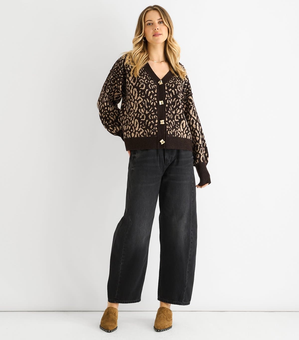 Gini London Women's Brown Animal Print Cardigan Gini London New Look