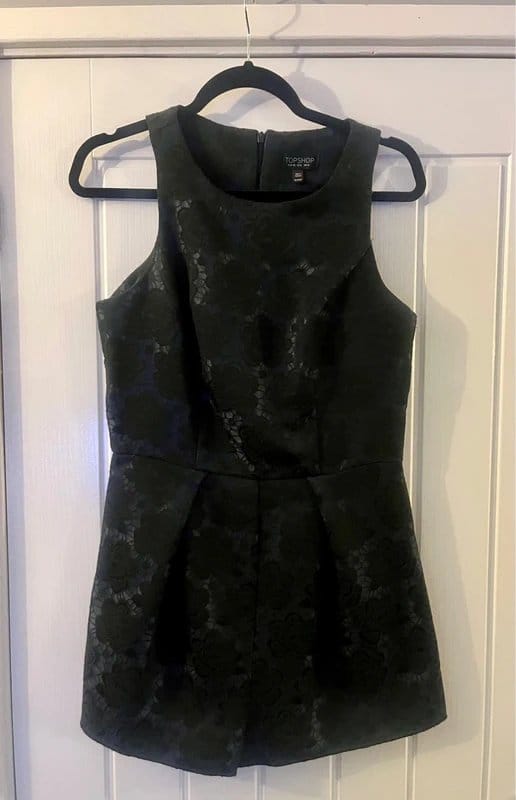 Topshop Black Floral Lace Playsuit