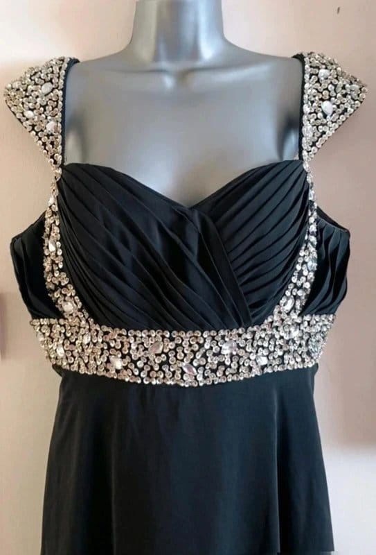 No Label Black Diamanté Maxi Prom Dress