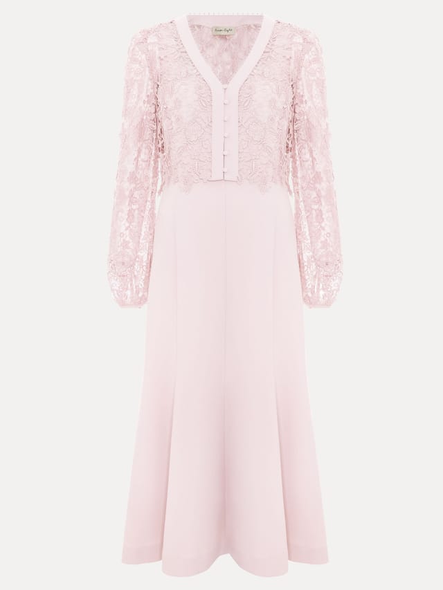 Phase Eight Phase Eight Women's Ayumi Part Lace Midi Dress in Pale Pink - 2