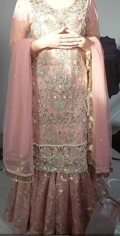 No Label Party dress fully embroidered with sharara
