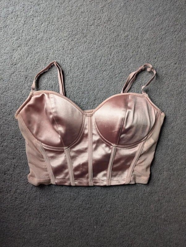 New Look Corset style pink cami with mesh panels