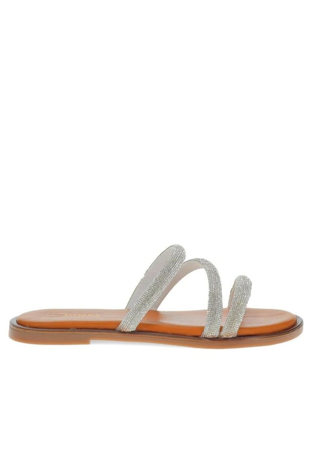 Jones Bootmaker Jones Bootmaker Women's Ghita Calf Leather Sandals in Metallic Silver - 2