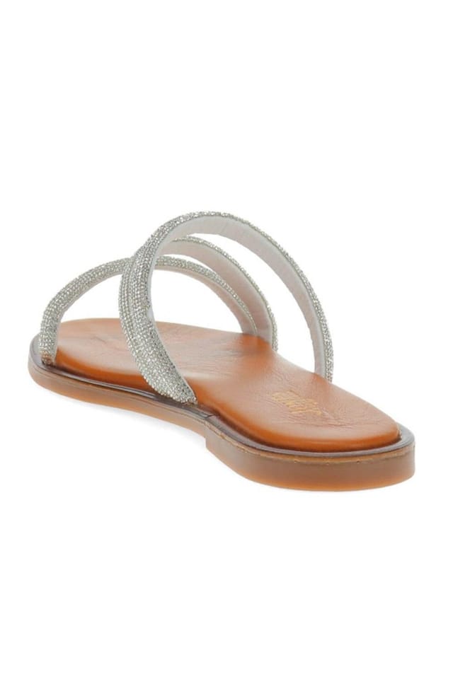 Jones Bootmaker Jones Bootmaker Women's Ghita Calf Leather Sandals in Metallic Silver - 3