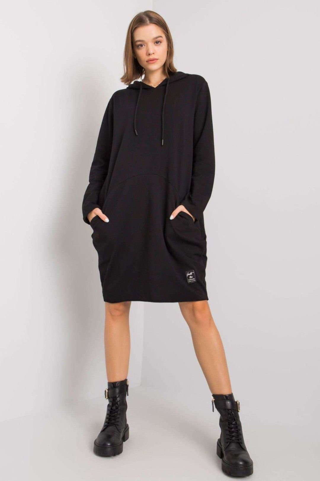 Love Lace Love Lace Women's Black Hooded Long Sleeve Sweatshirt Dress