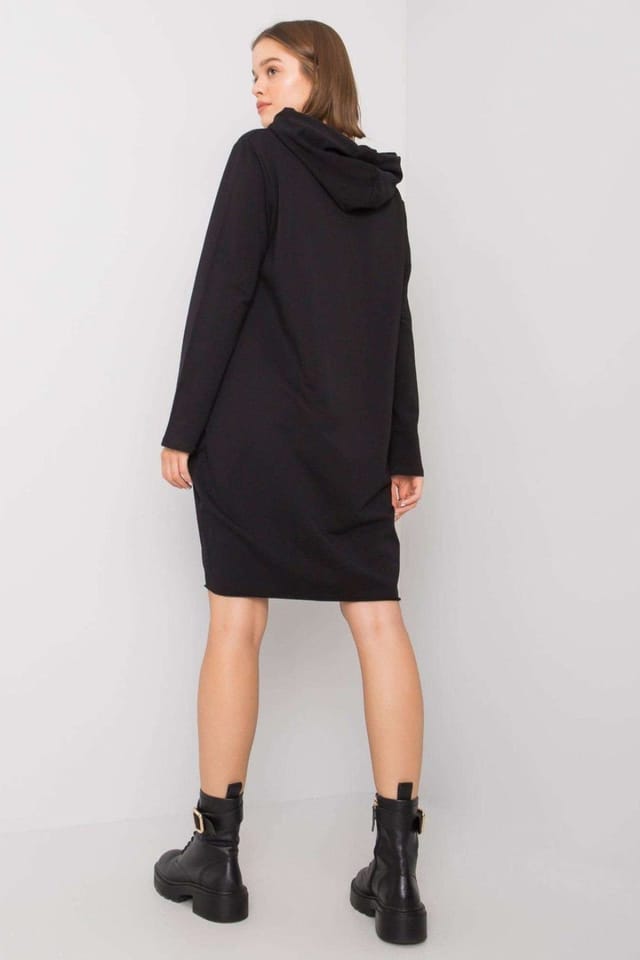 Love Lace Love Lace Women's Black Hooded Long Sleeve Sweatshirt Dress - 3