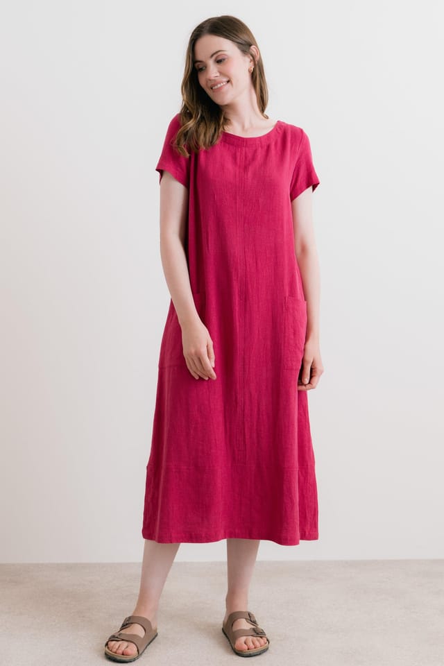 Lily & Me Lily & Me Women's Summer Breeze Linen Blend Dress in Pink - 2