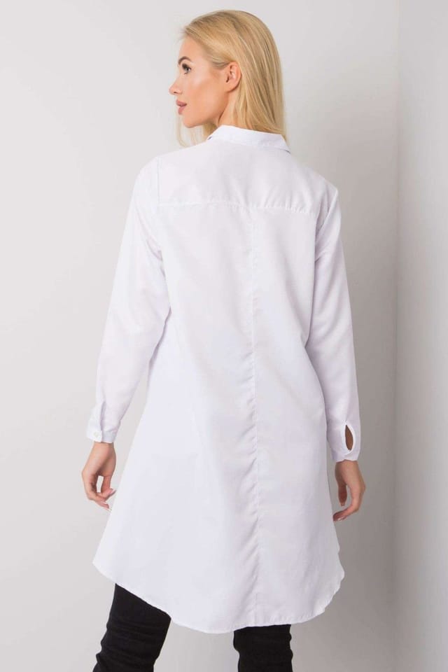 Love Lace Love Lace Women's Long Sleeve Button Up Shirt With Longer Back in White - 3