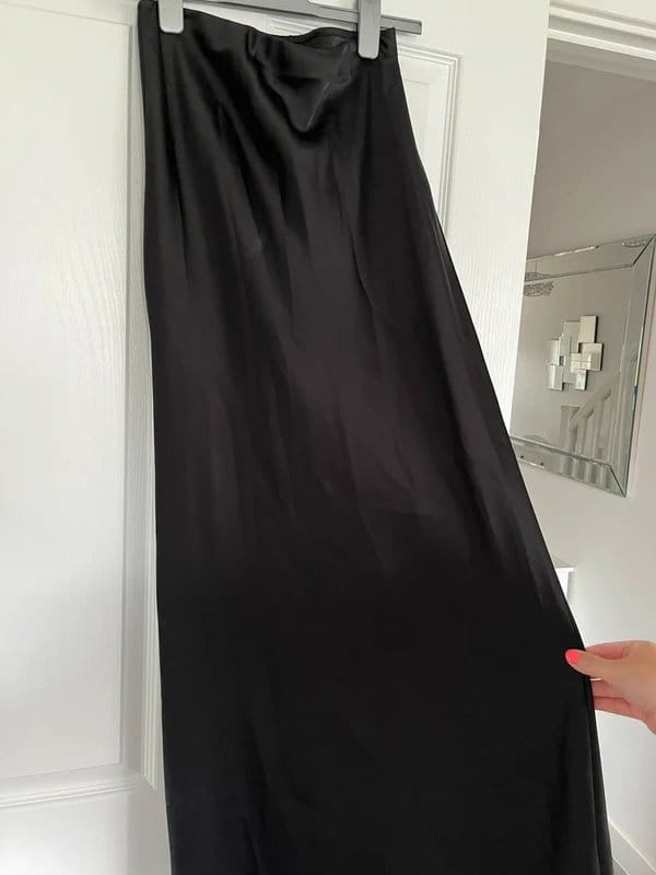 New Look Black Silk Like Maxi Skirt