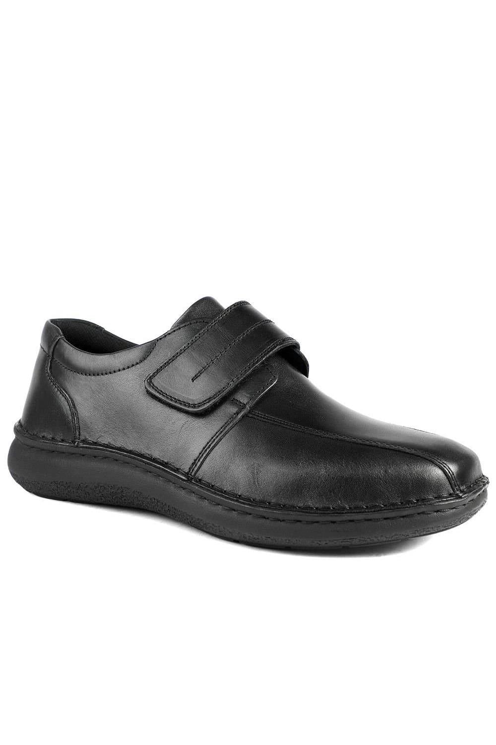 Pavers Pavers Men's Wide Fit Leather Smart Adjustable Fit Shoes in Black