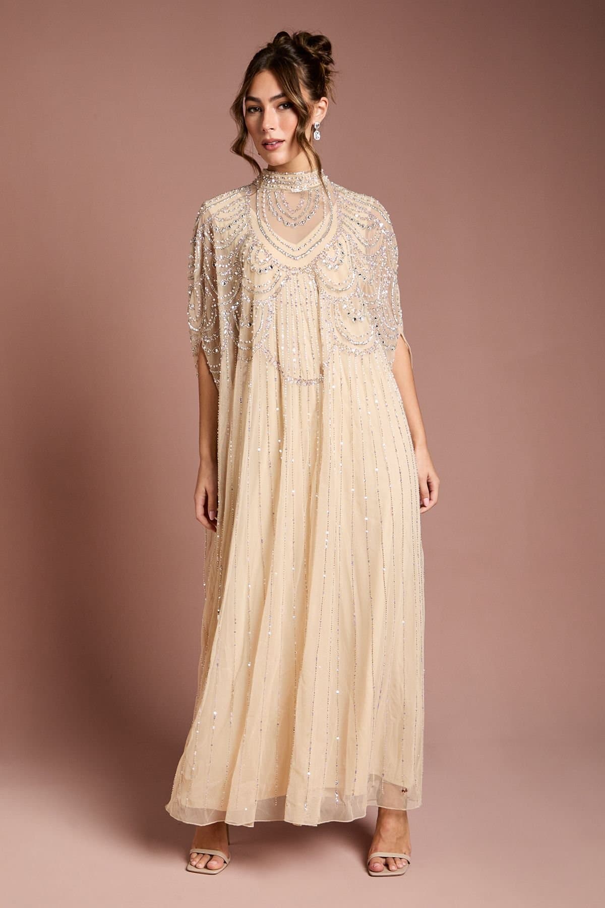 Coast Coast Women's Heavily Embellished Maxi Dress in Neutral