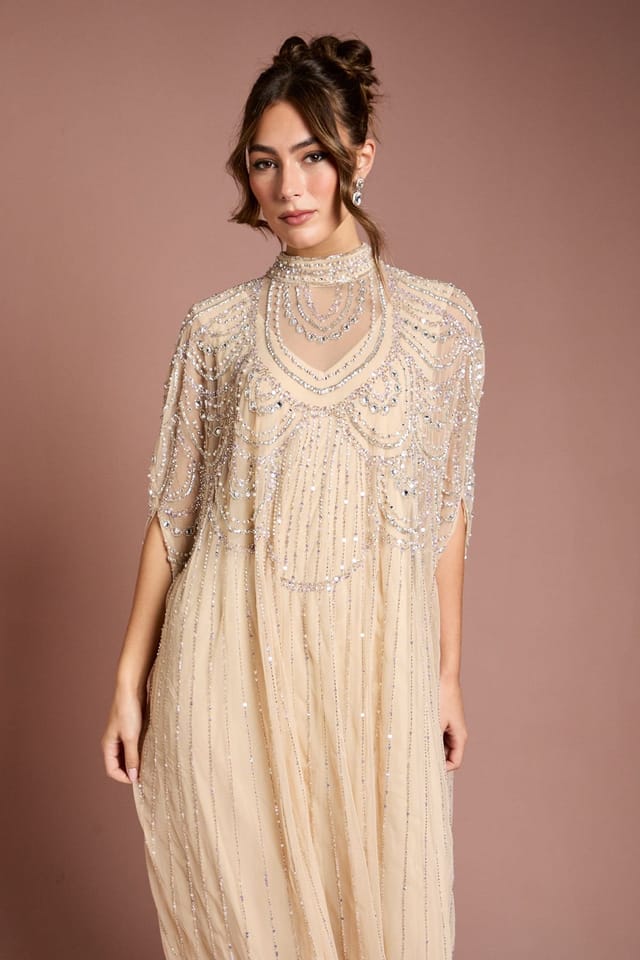 Coast Coast Women's Heavily Embellished Maxi Dress in Neutral - 2