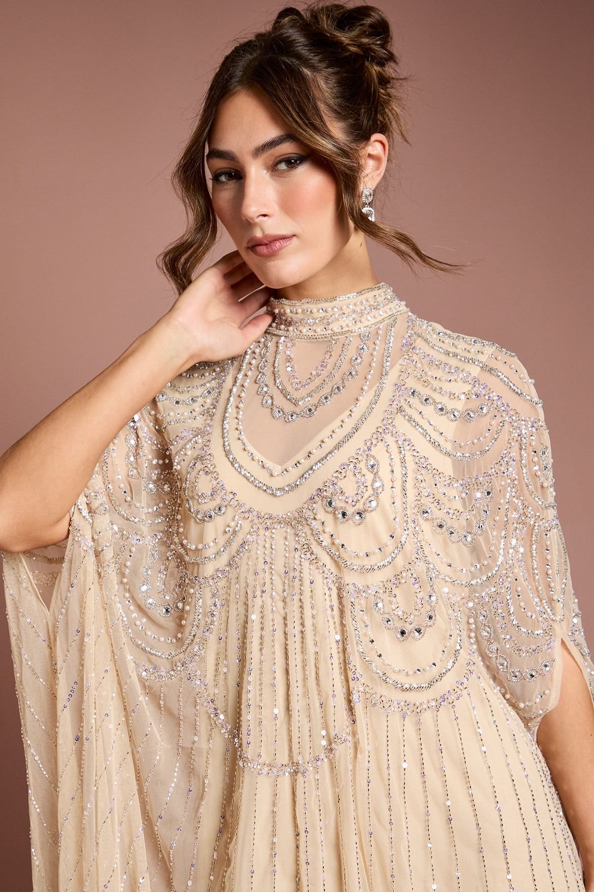 Coast Coast Women's Heavily Embellished Maxi Dress in Neutral - 4