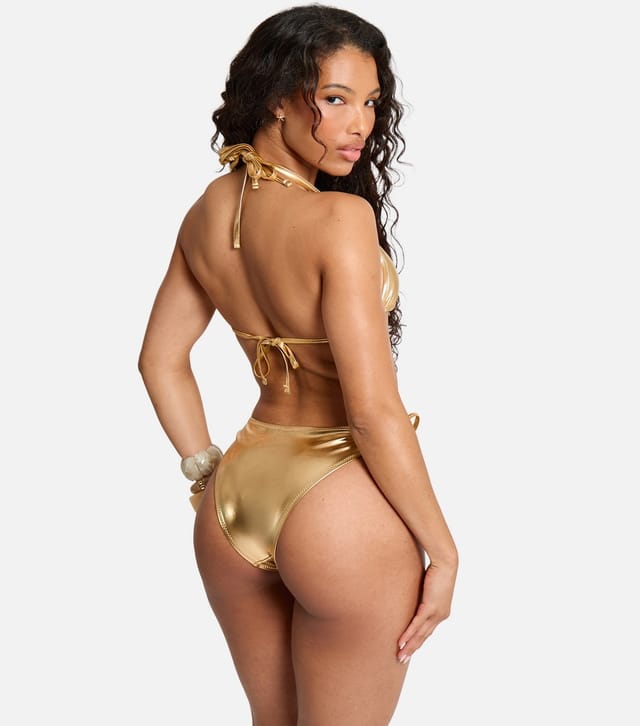 Public Desire Women's Gold Foiled Bikini Bottoms Public Desire New Look - 3