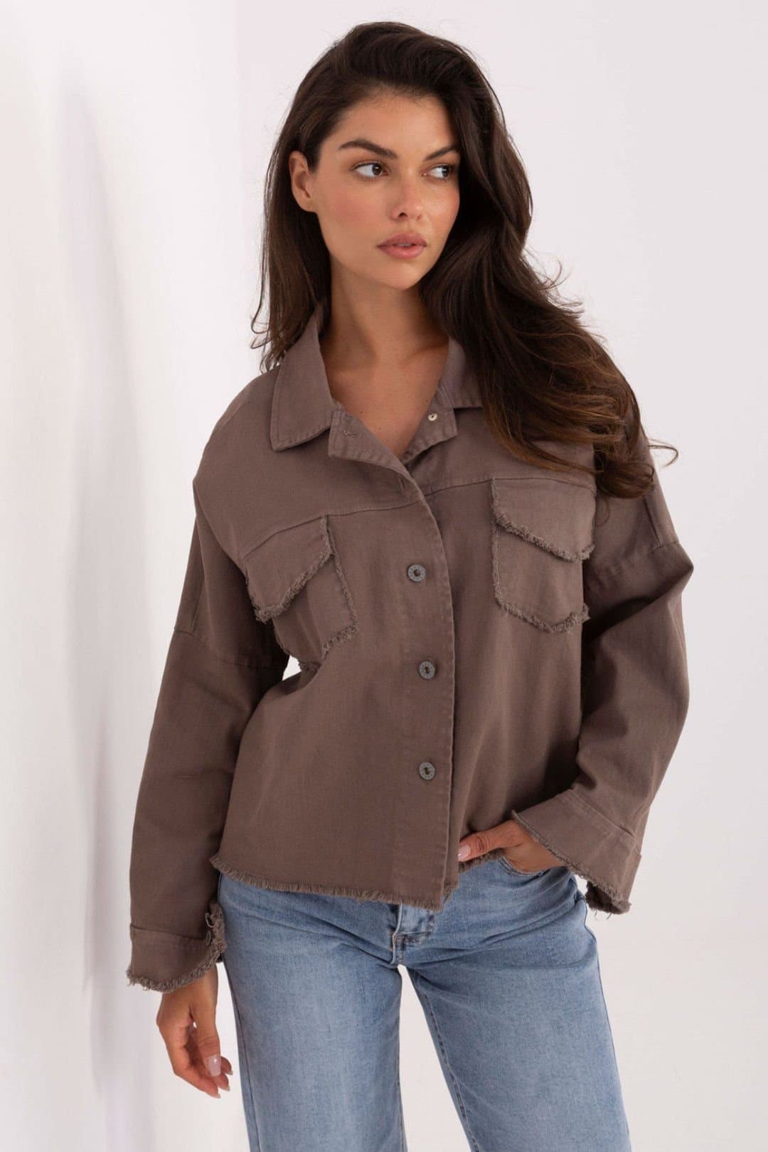Love Lace Love Lace Women's Denim Long Sleeve Casual Shirt in Brown