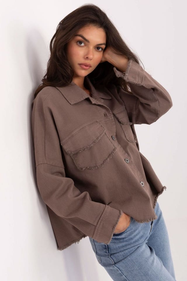 Love Lace Love Lace Women's Denim Long Sleeve Casual Shirt in Brown - 2