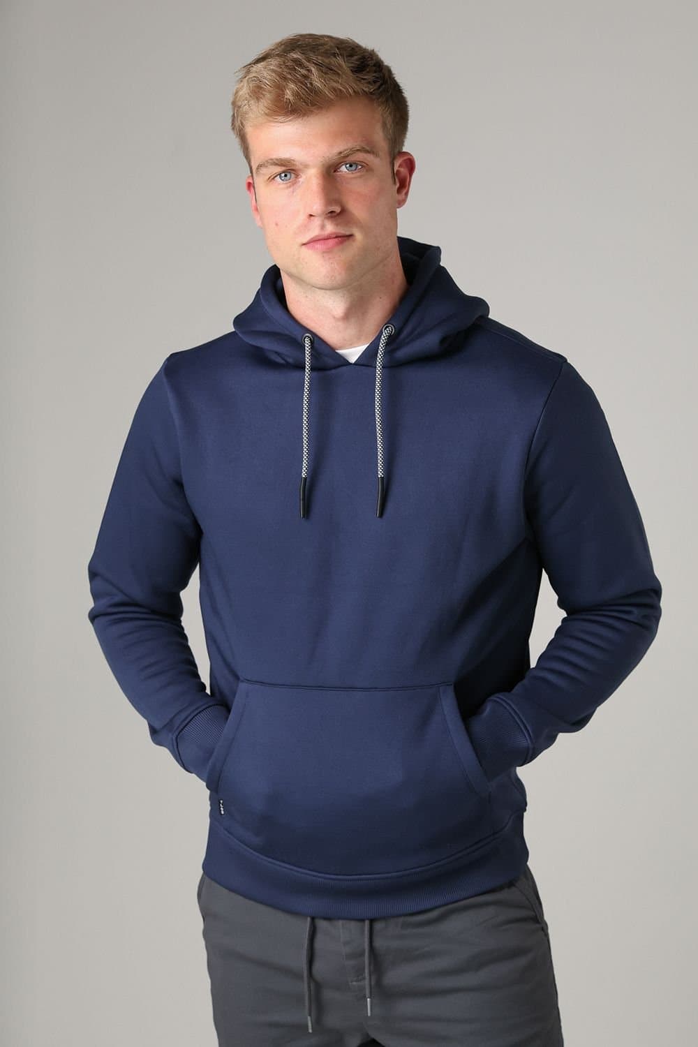 Tokyo Laundry Tokyo Laundry Men's Brushed Back Fleece Drawcord Hoody in Blue
