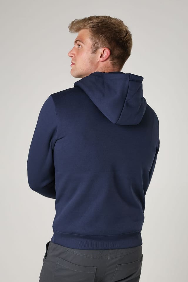 Tokyo Laundry Tokyo Laundry Men's Brushed Back Fleece Drawcord Hoody in Blue - 2