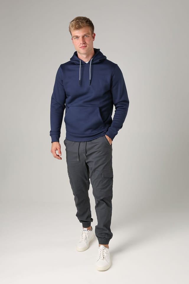 Tokyo Laundry Tokyo Laundry Men's Brushed Back Fleece Drawcord Hoody in Blue - 3