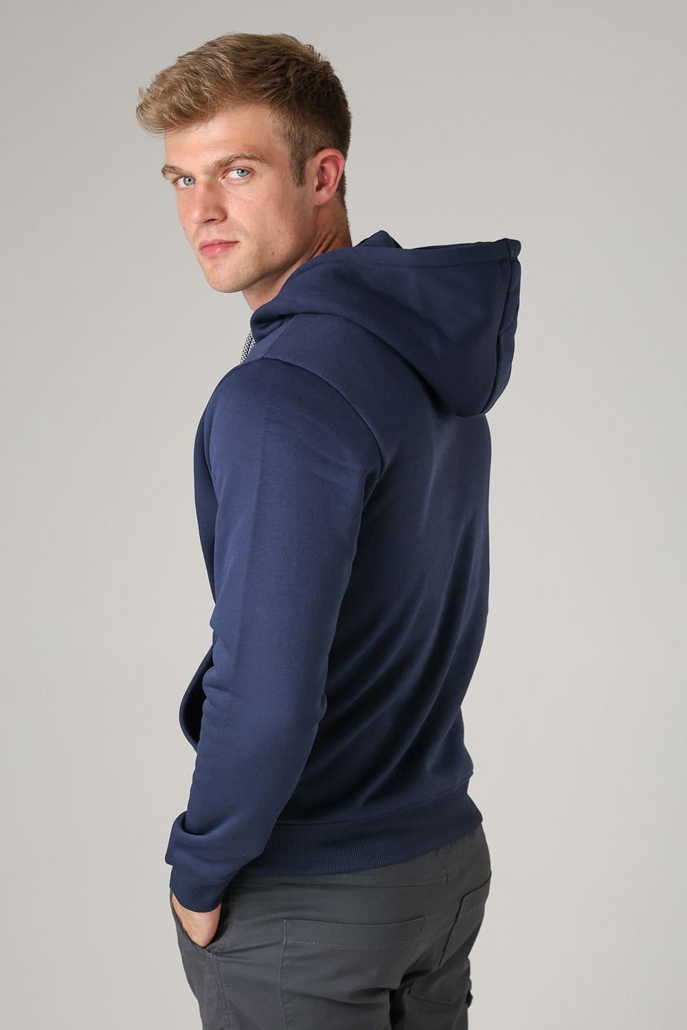 Tokyo Laundry Tokyo Laundry Men's Brushed Back Fleece Drawcord Hoody in Blue - 4