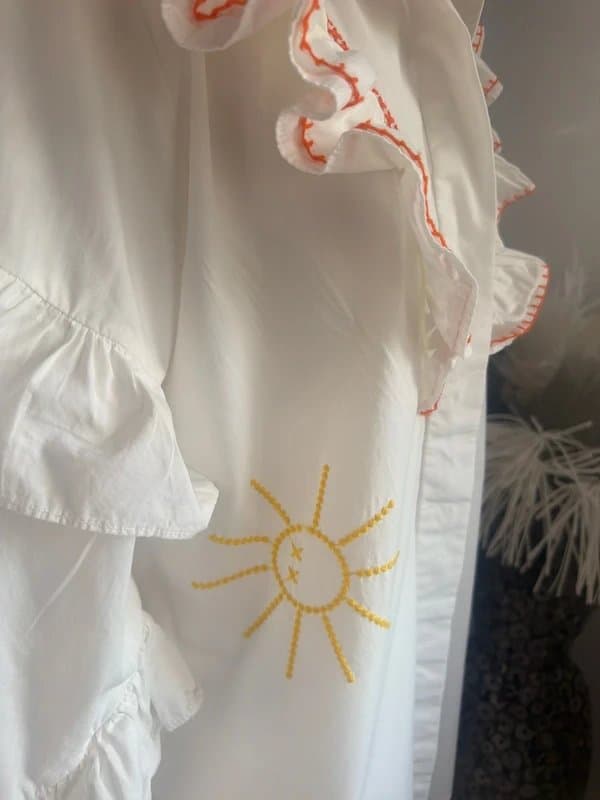 Never Fully Dressed Never Fully Dressed White Enchanted Embroidered 100%Pure Cotton Ruffle Shirt Dress UK 12