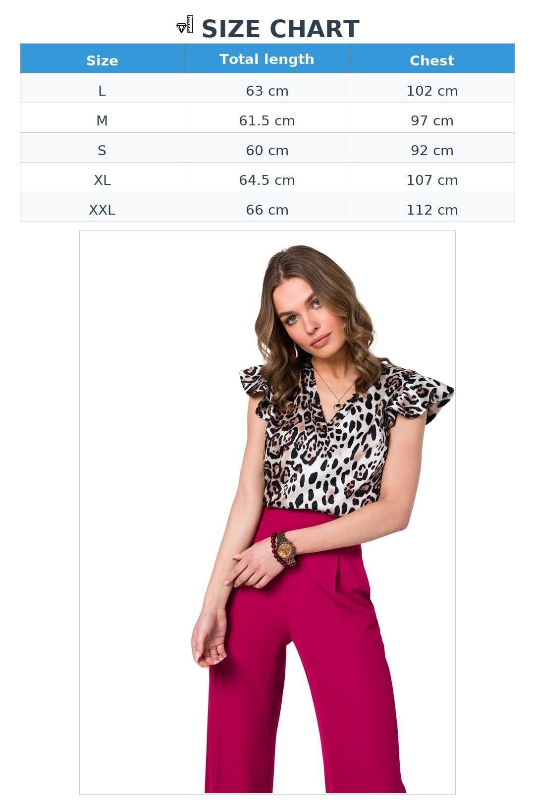 Love Lace Love Lace Women's Printed Satin V Neck Ruffle Sleeve Blouse Style 177182 in Brown - 4