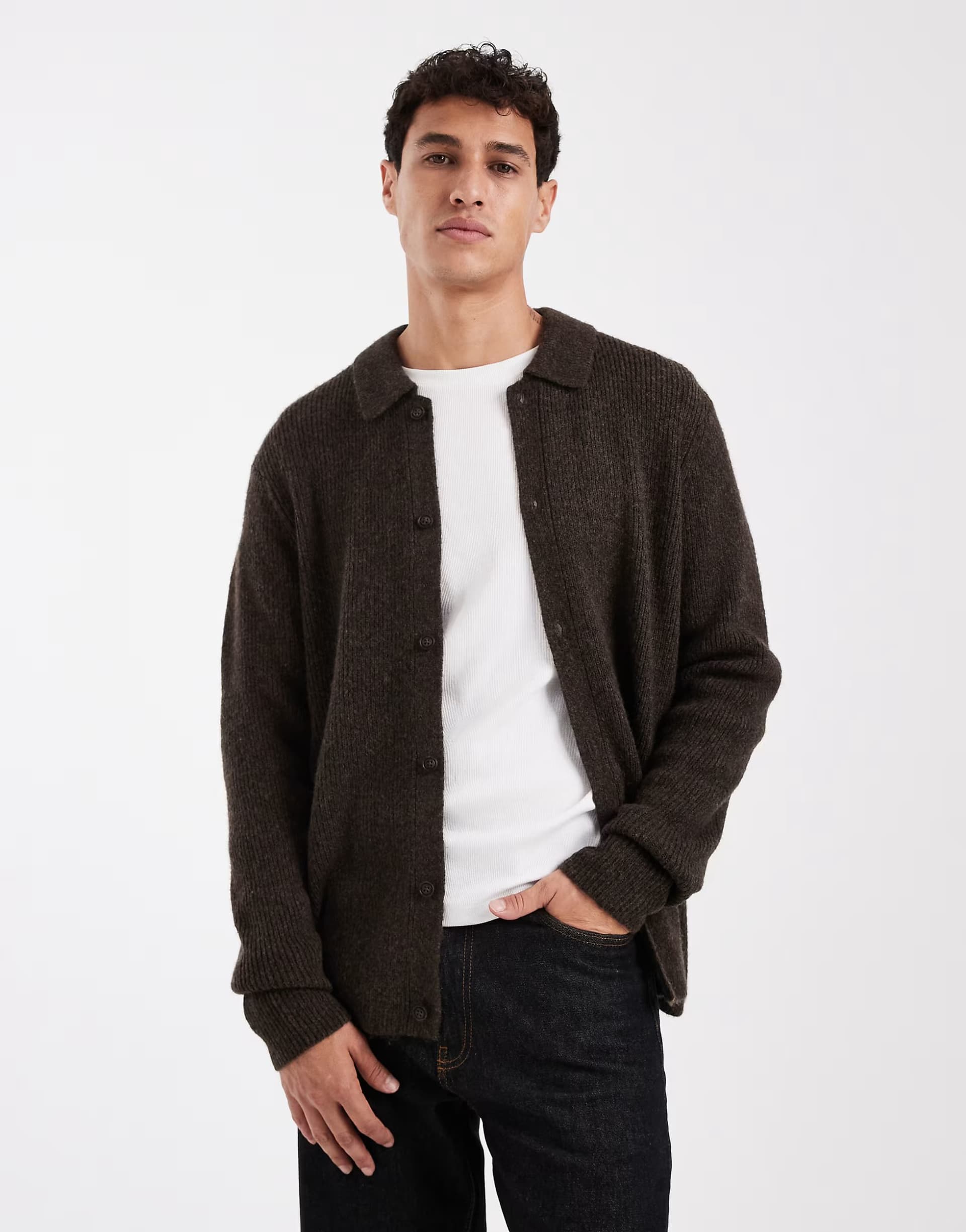 ASOS Levi's button down polo jumper in brown