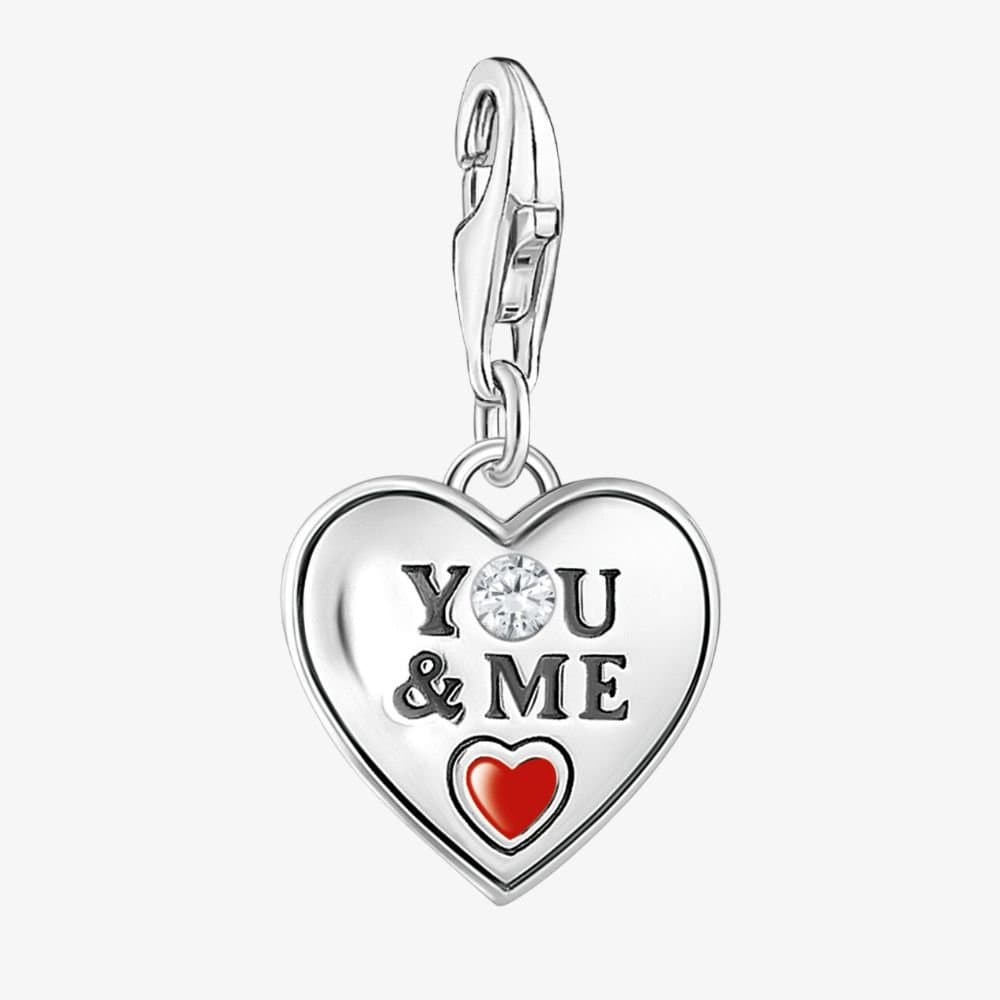 Thomas Sabo THOMAS SABO Women's As We Love Silver Cubic Zirconia You & Me Heart Dropper Charm 2206-691-7