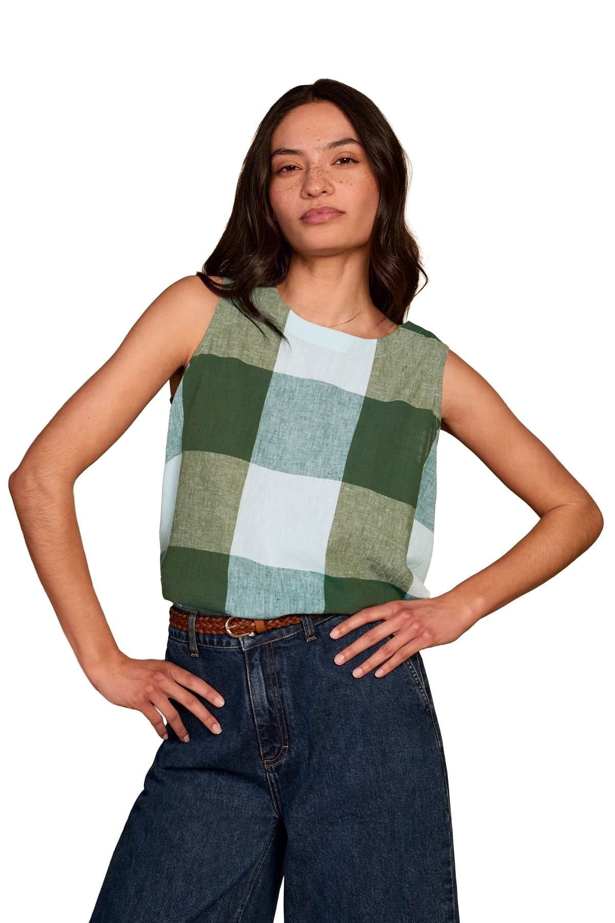 Celtic & Co Celtic & Co Bottle Green Cotton Sleeveless Blouse
