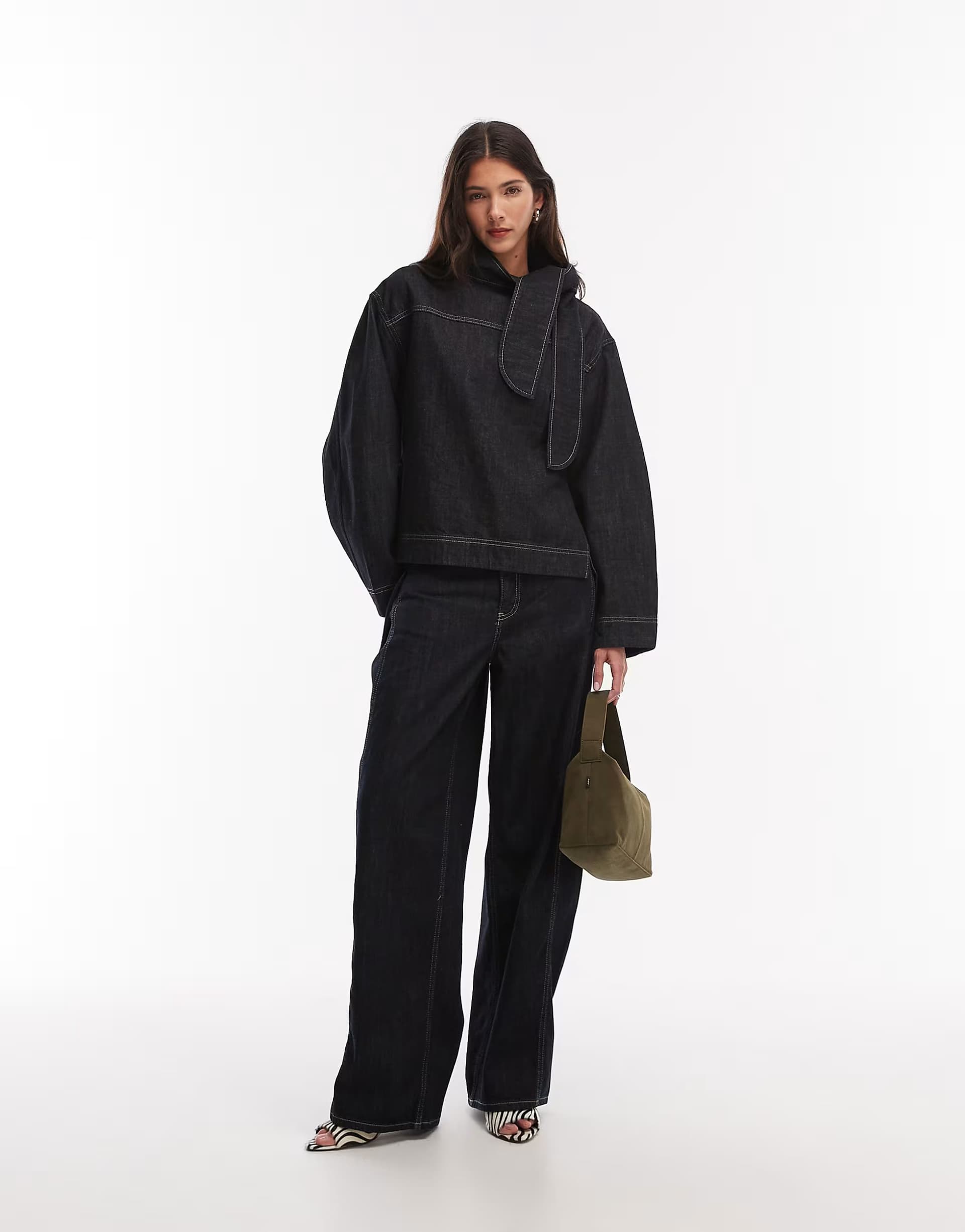 ASOS Mango Sila barrel jean co-ord in black wash