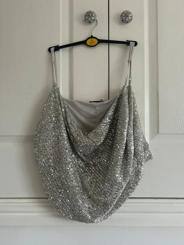 ASOS Silver sequined crop top - 1