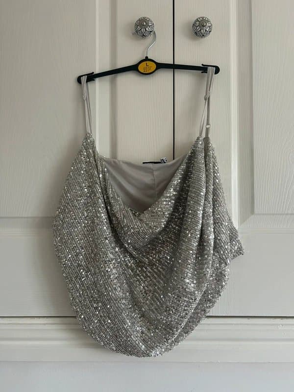 ASOS Silver sequined crop top