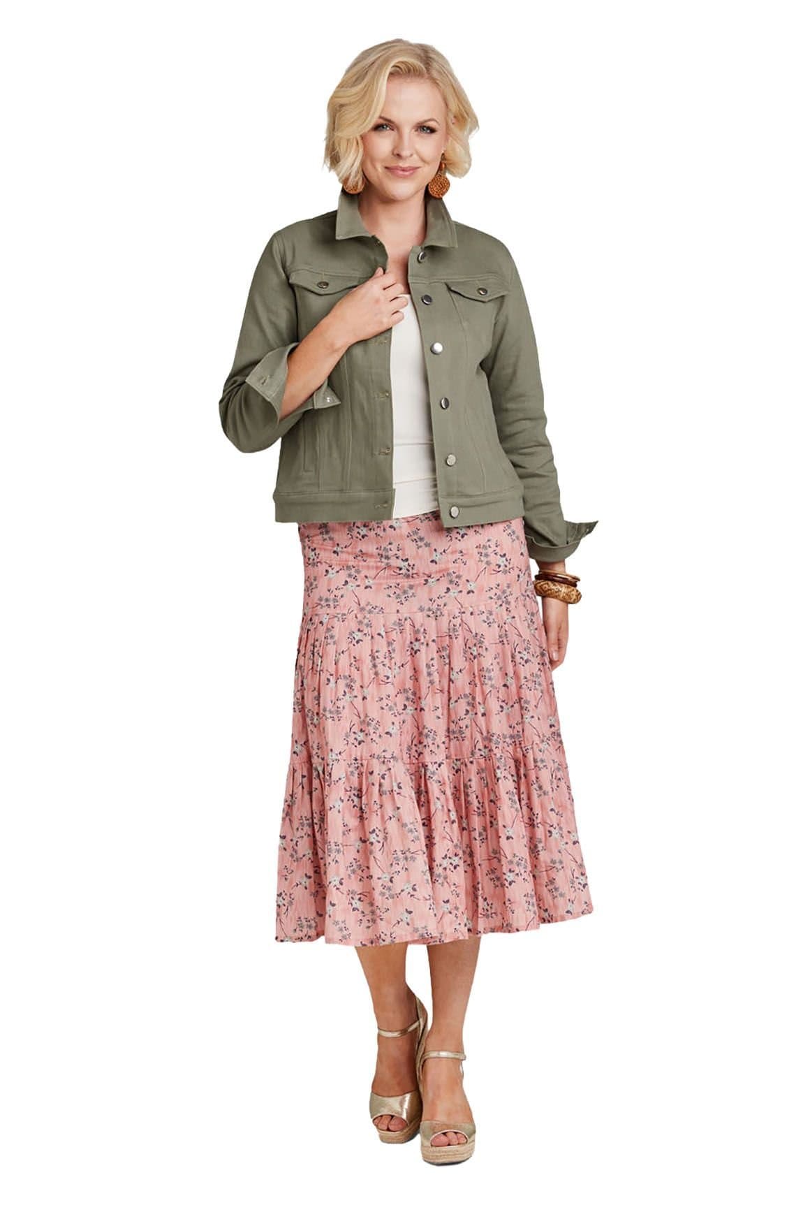 Amber Amber Light Khaki Stretch Cotton Western Style Jacket For Women