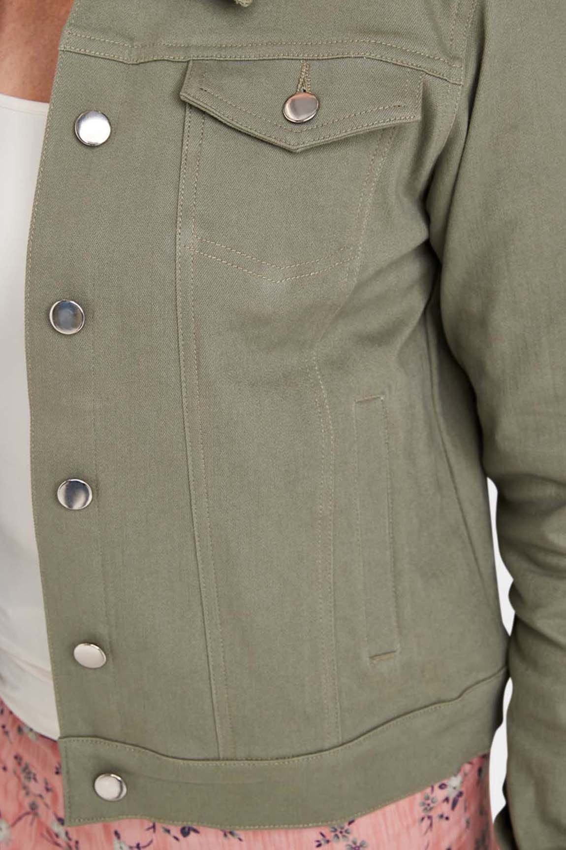 Amber Amber Stretch Cotton Western Style Jacket, Classic & Versatile Women's in Light Khaki - 4