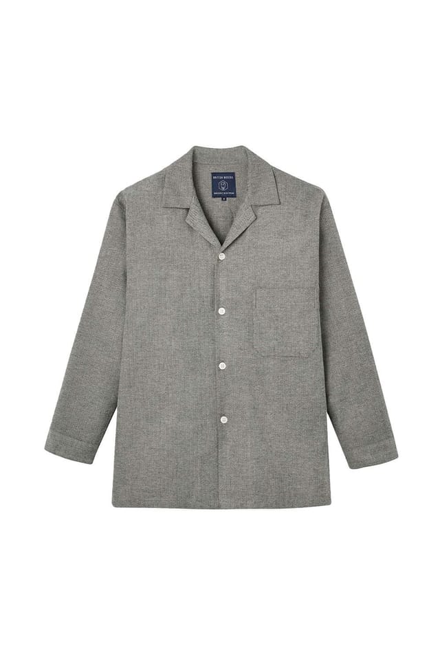 British Boxers British Boxers Men's 'Whitby Jet' Herringbone Brushed Cotton Pyjama Set in Dark Grey - 3