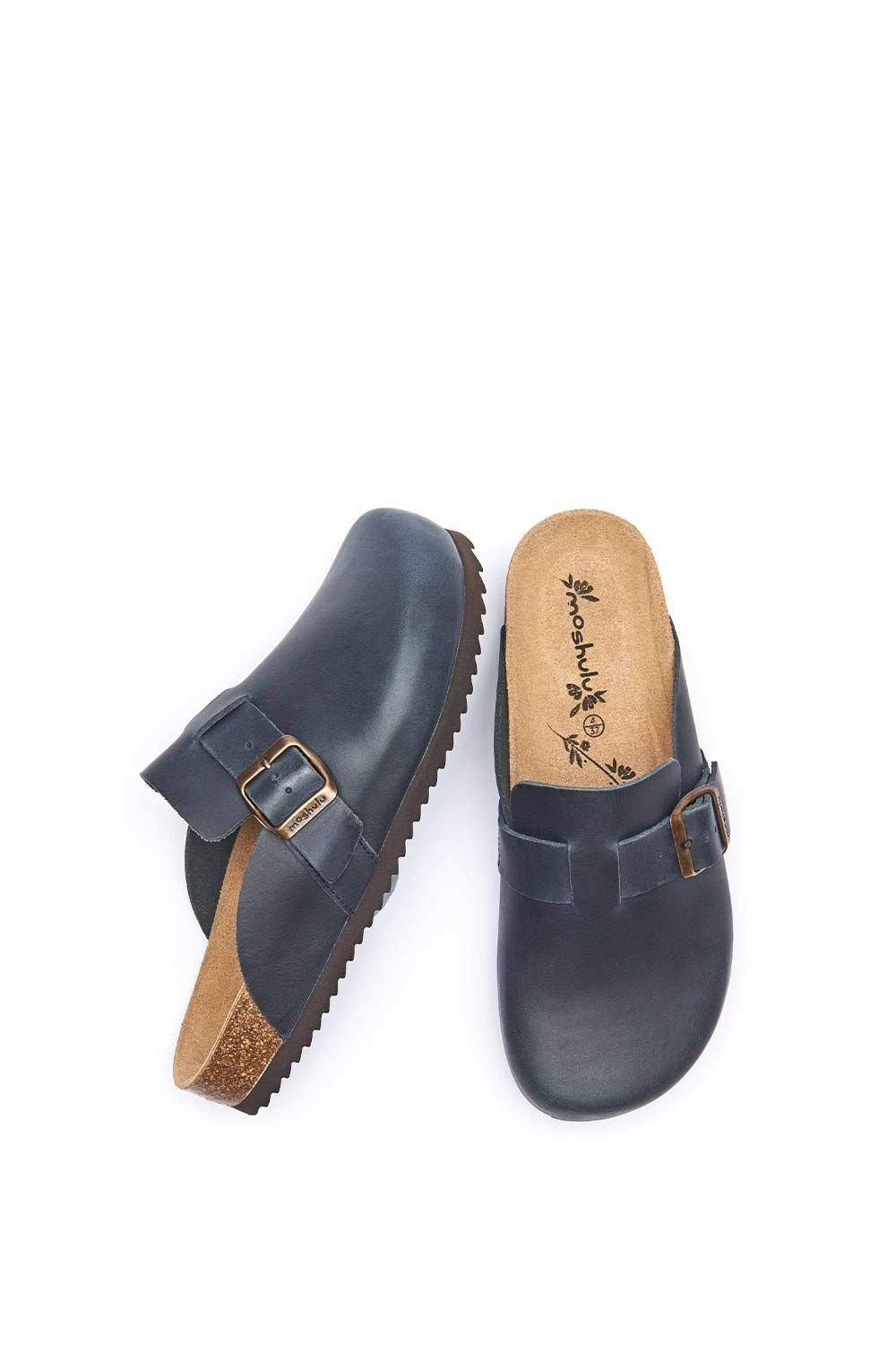 Moshulu Moshulu Women's 'Tulipa Waxy' Leather Cork Footbed Clogs in Indigo - 2