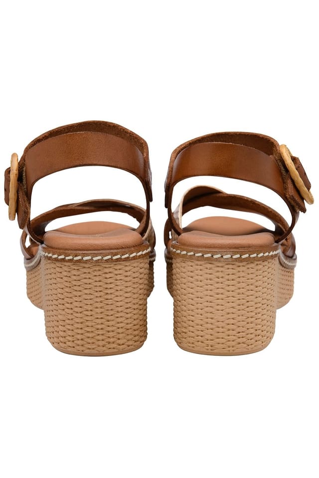Lotus Lotus Women's 'Amalia' Leather Wedge Sandals in Tan - 3