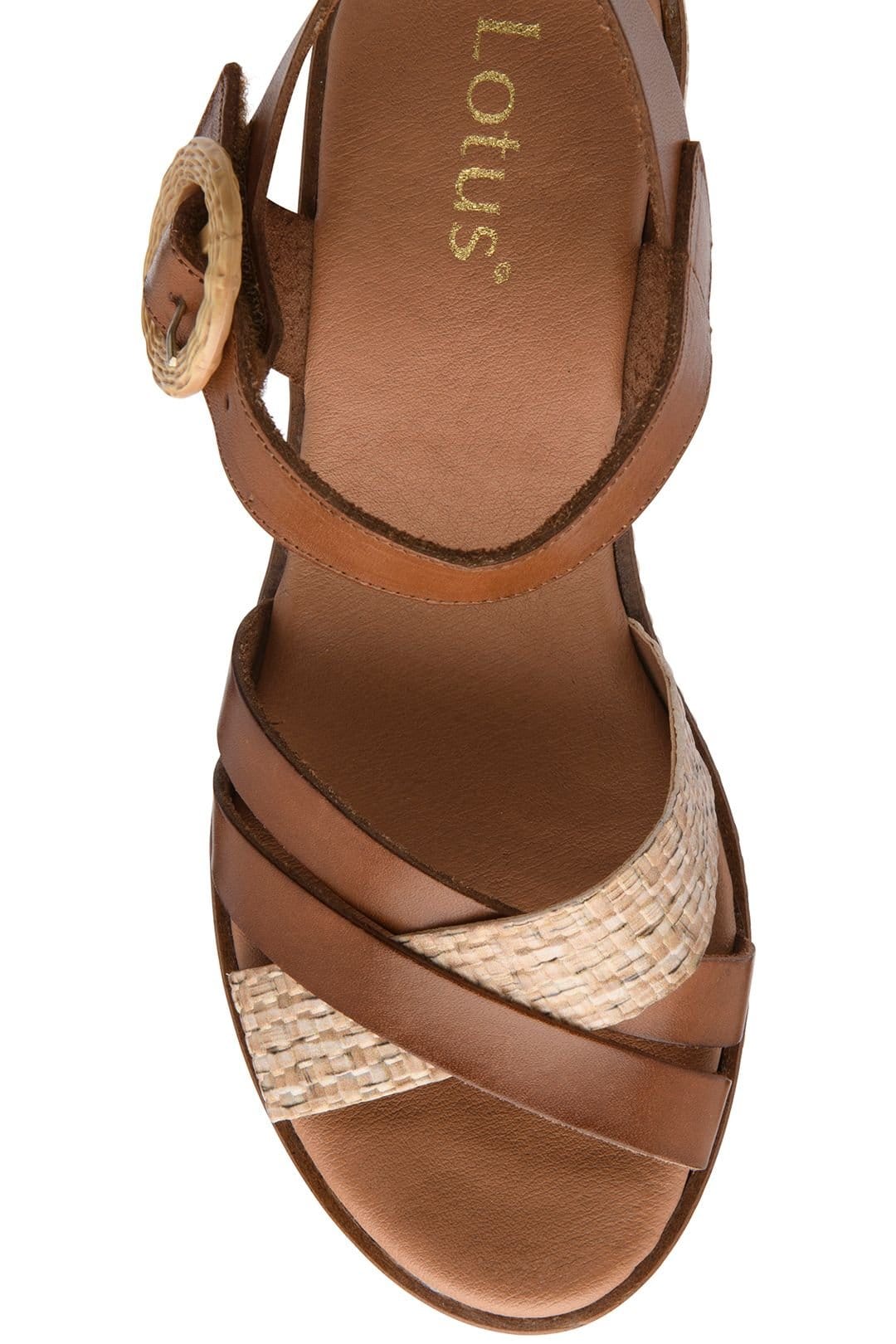 Lotus Lotus Women's 'Amalia' Leather Wedge Sandals in Tan - 4