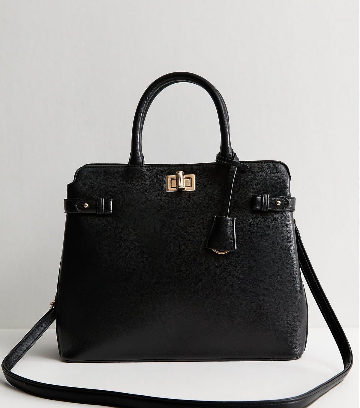 New Look New Look Black Faux Leather Turn Lock Tote Bag