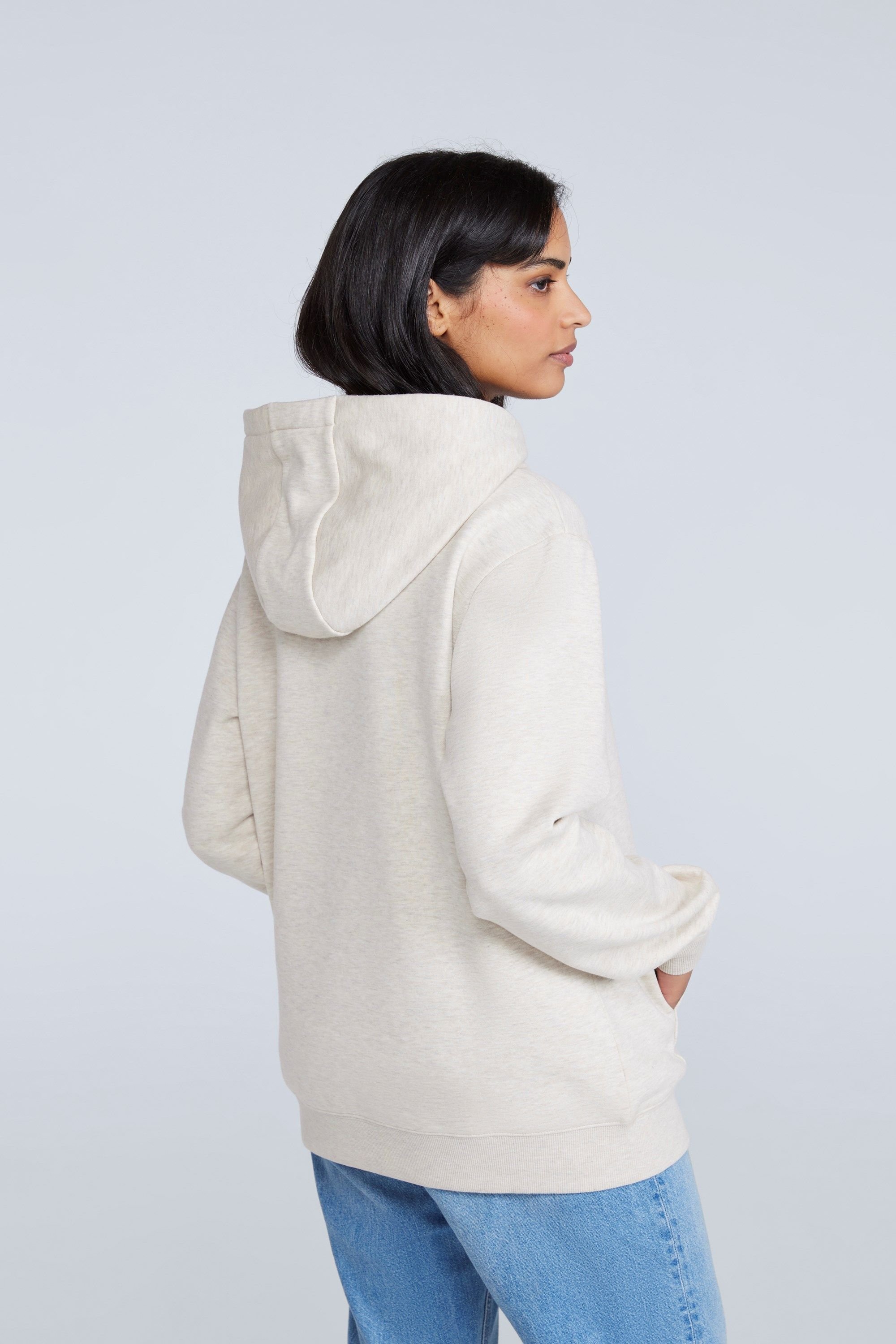 Animal Animal Women's 'Maya' Graphic Lightweight Front Pocket Drawstring Hood Cotton Hoodie in Light Beige - 3
